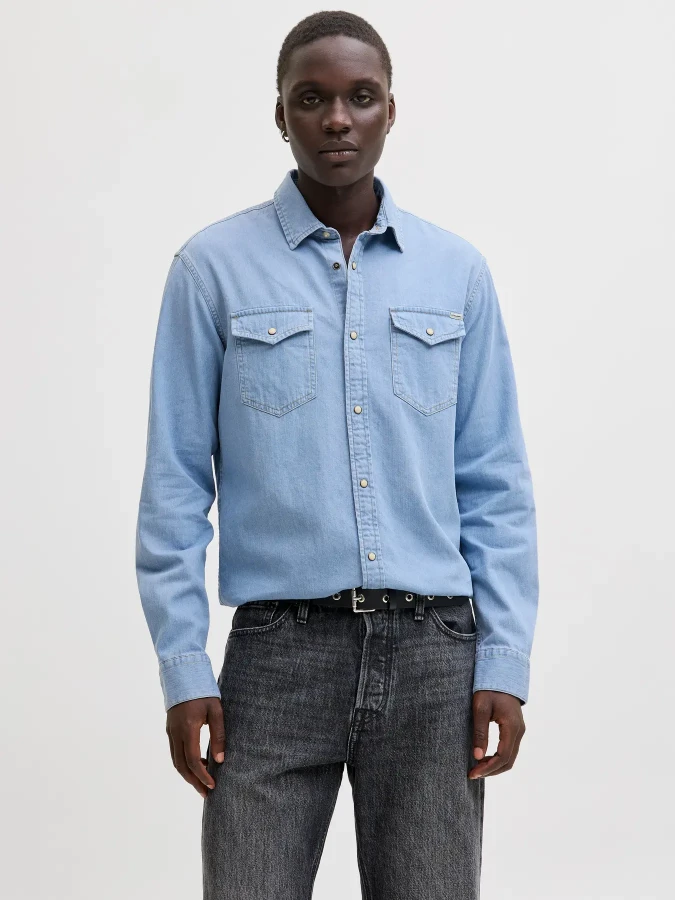 Afbeelding van 12138115 - Sheridan Shirt  - Light Blue - Overhemd Lange Mouw - Jack & Jones